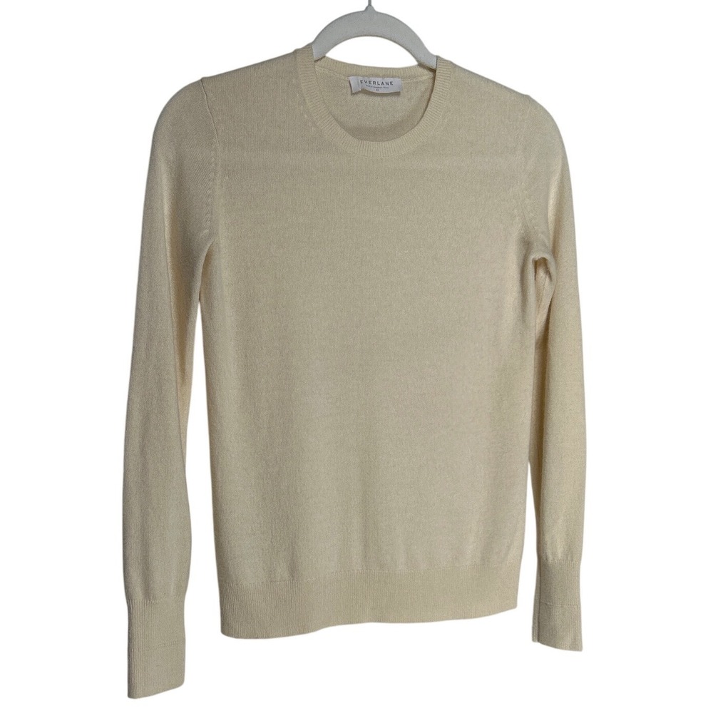 Everlane Cashmere‎ Crewneck Sweater Cream Beige Long Sleeve Size XS